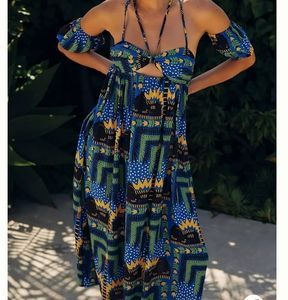 Joao Incerti for Anthropologie Vibrant Strappy Bandeau Maxi Dress